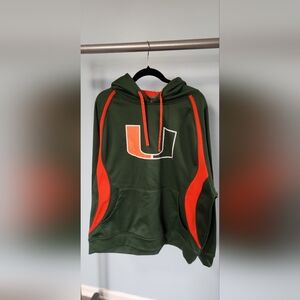University of Miami Green and Orange Hoodie with Logo